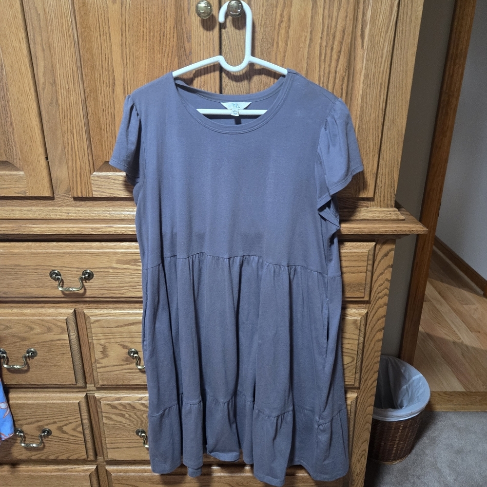 Time and Tru Gray Short Sleeve Dress